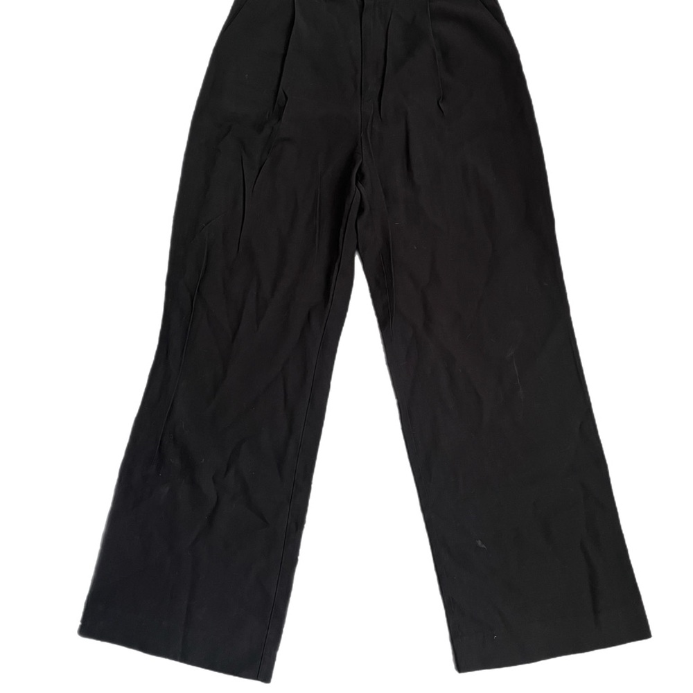 Zara black pleated front wide straight leg trouser pants size large - Picture 6 of 6